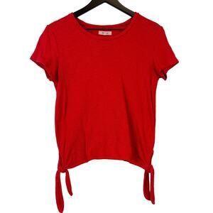 Madewell XS Side Tie Cotton Texture Tee Shirt Red